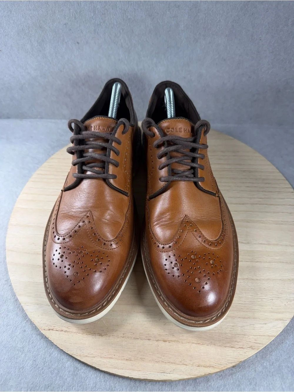 Cole Haan Go To Wing Oxford Men 9 M British Tan Leather Wingtip Shoes C34120